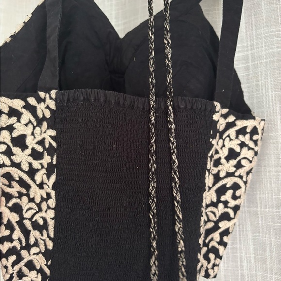 Anthropologie Black and Cream Embroidered Crop Top - Picture 8 of 8